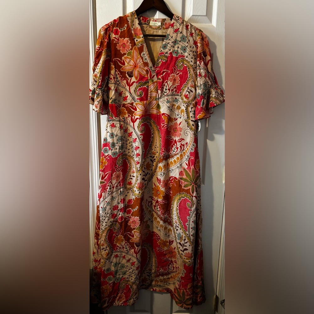 Spartina 449 Vibrant Paisley Maxi Dress - Pink and Gold - Picture 8 of 12